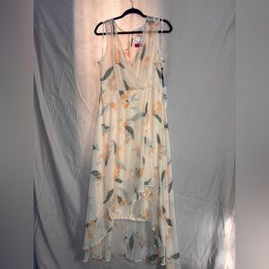 Calvin Klein Cream and Orange High Low Dress